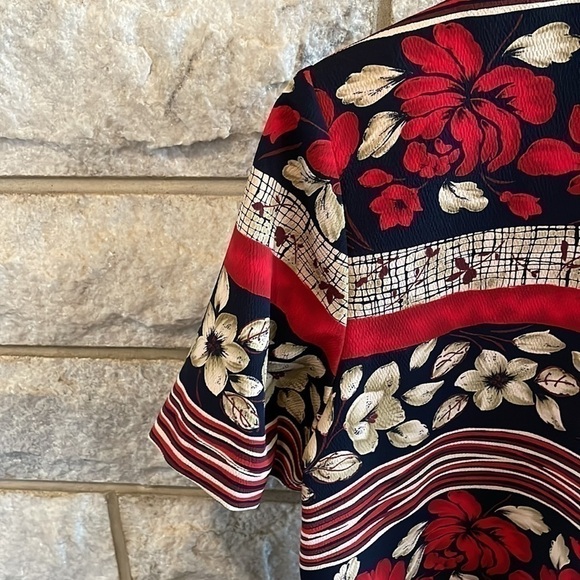 Allison Daley floral blouse size small blue red cream - Picture 4 of 6